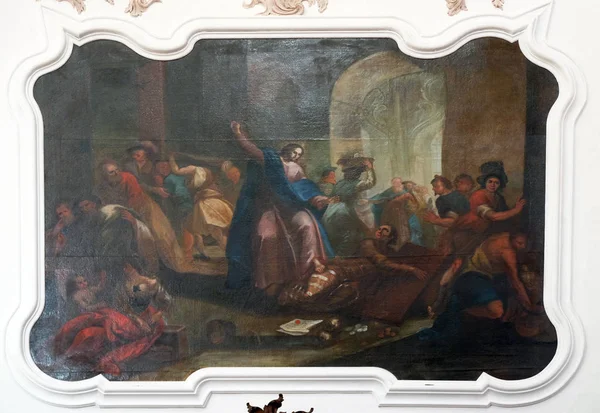 พระคร ทรงข บรถแลกเปล ยนเง นตราจากพระว หาร เฟรสโก ในโบสถ โบสถ โบสถ — ภาพถ่ายสต็อก