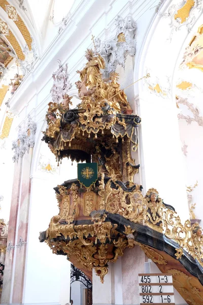 Púlpito Iglesia Del Monasterio Benedictino Amorbach Alemania —  Fotos de Stock