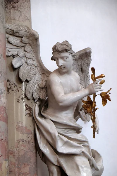 Estátua Angel Igreja Mosteiro Beneditino Amorbach Distrito Miltenberg Baixa Francónia — Fotografia de Stock