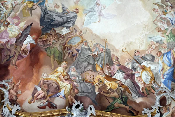 Juicio Final Glorificación Orden Benedictina Detalle Del Fresco Matthaus Gunther —  Fotos de Stock