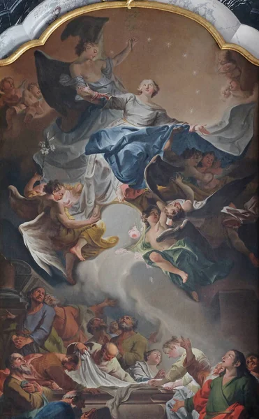 Antagelse Jomfru Maria Hovedalteret Benediktinerkirken Amorbach Nedre Franken Bayern Tyskland – stockfoto