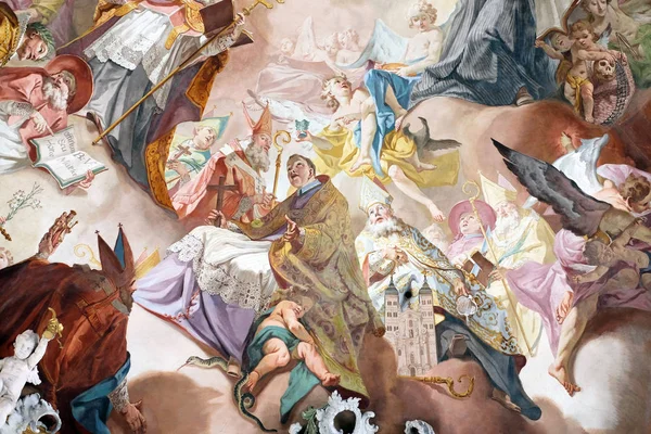 Last Judgment Glorification Benedictine Order Detail Fresco Matthaus Gunther Benedictine — Stock Photo, Image