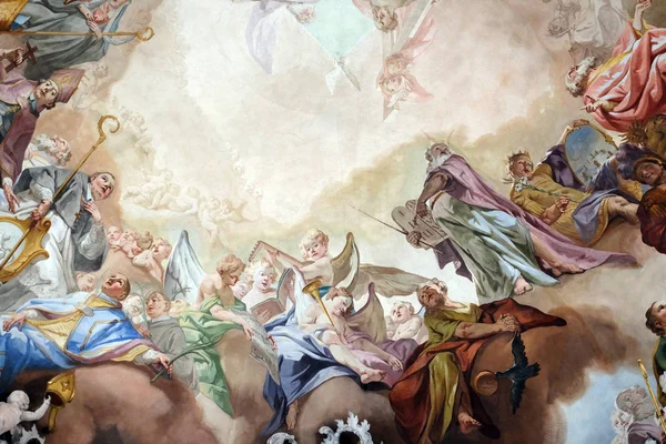Laatste Oordeel Verheerlijking Van Benedictijner Orde Detail Van Fresco Door — Stockfoto