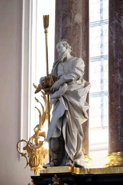 Joachim Statuen Hovedalteret Amorbach Benediktinerklosterkirke Nedre Franken Bayern Tyskland – stockfoto