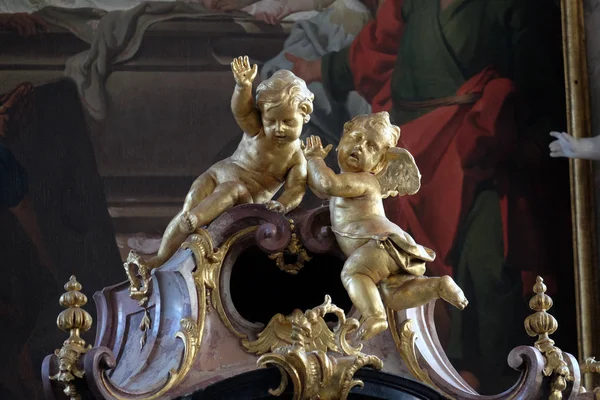 Ángeles Estatua Altar Mayor Amorbach Iglesia Del Monasterio Benedictino Baja — Foto de Stock