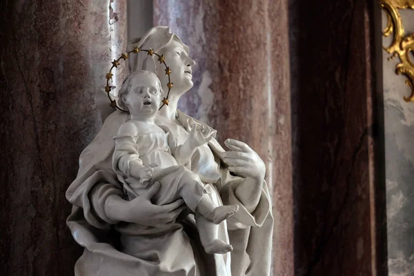 Anne Statue Hovedalteret Amorbach Benediktinerklosterkirke Nedre Franken Bayern Tyskland – stockfoto