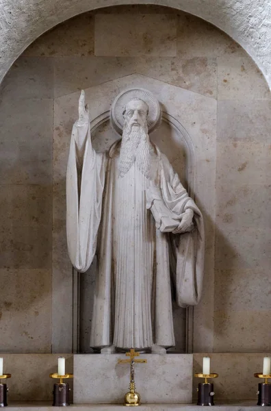 Saint Benedict, altar in Munsterschwarzach Abbey, Benedictine monastery, Germany