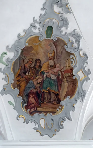 Presentación Jesús Templo Fresco Techo Iglesia Nuestra Señora Los Dolores — Foto de Stock