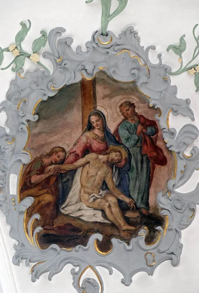 Lamentation Christ Fresque Sur Plafond Église Notre Dame Des Douleurs — Photo