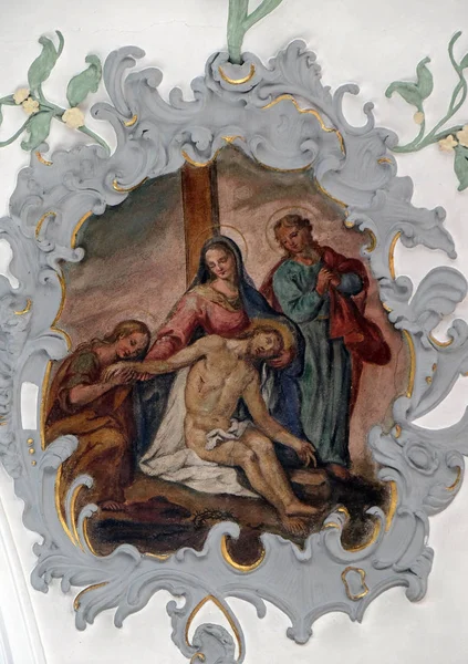 Lamentación Cristo Fresco Techo Iglesia Nuestra Señora Los Dolores Rosenberg — Foto de Stock