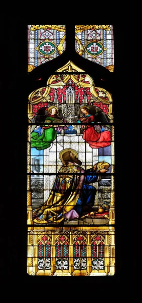 Saint Stephen Hungary Stained Glass Zagreb Cathedral Dedicated Assumption Mary — Stock Photo, Image