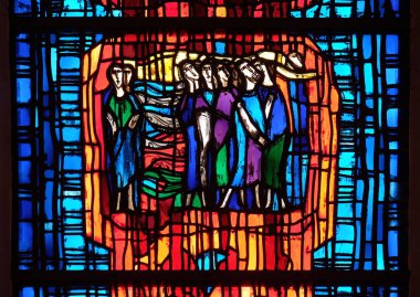 Vitray pencere içinde parish Kilisesi, Aziz Stephen Wasseralfingen, Almanya 