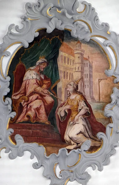 Fresco Het Plafond Van Kerk Van Onze Lieve Vrouw Van — Stockfoto