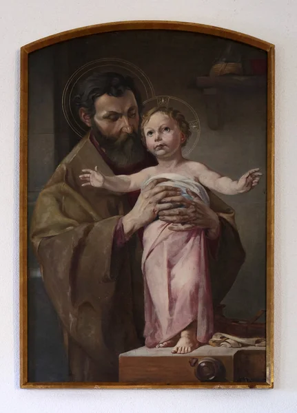 Saint Joseph Hospodářství Dítě Ježíše Oltář Kapli Hinterbrand Německo — Stock fotografie