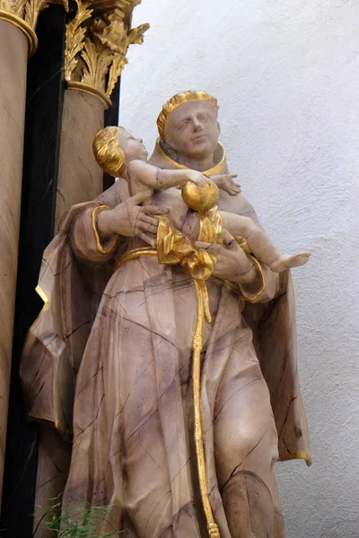 Sint Antonius Van Padua Standbeeld Kerk Van Sint Bartholomeus Leutershausen — Stockfoto