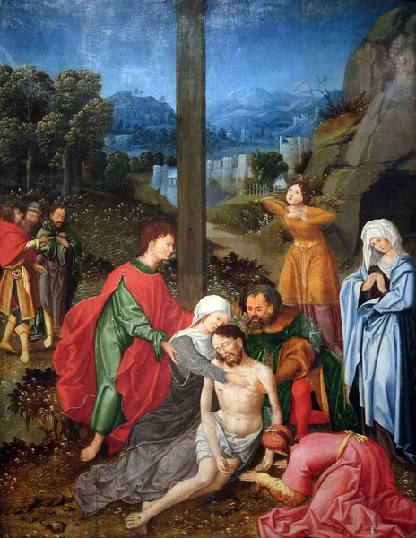 Abstammung Vom Kreuz Atelier Von Joos Van Cleve Auf Holz — Stockfoto