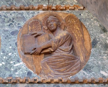 Aziz Matthew misyonerleri, cephe detay San Marco Bazilikası, San Marco Meydanı, Venedik, İtalya, UNESCO Dünya Miras Listesi sembolü