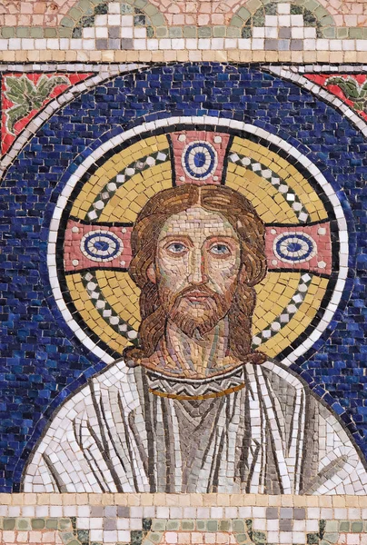 Jesus Kristus Mosaik Hus Fasad Zagreb Kroatien — Stockfoto