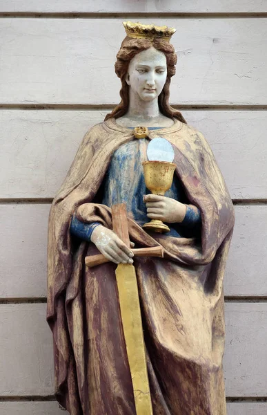 Heilige Barbara Statue Auf Hausfassade Zagreb Kroatien — Stockfoto