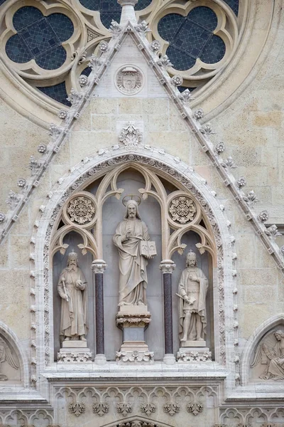 Jesus Christ Surrounded Saints Stephen King Ladislaus Portal Cathedral Zagreb — Stock Photo, Image