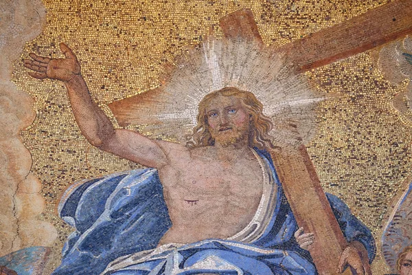 Cristo Gloria Lunetta Arco Maggiore Facciata Della Basilica San Marco — Foto Stock