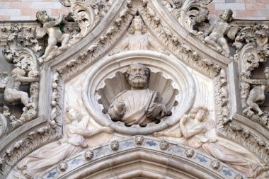 St Mark Evangelist, ayrıntı Doge Sarayı, St. Mark Square, Venedik, İtalya, UNESCO Dünya Miras Listesi
