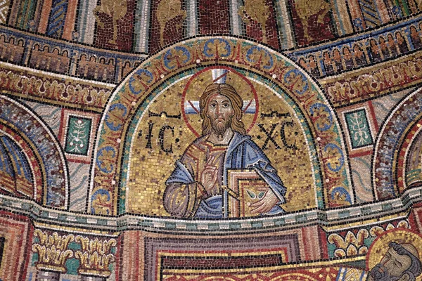 Kristus Pantocrator Mosaik Från Fasad Till Basilica San Marco Markusplatsen — Stockfoto
