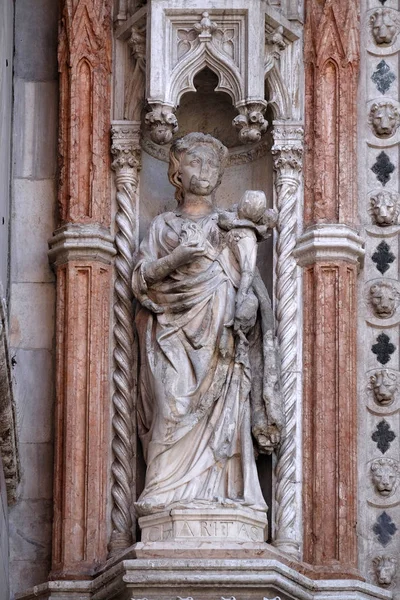 Statue Porta Della Carta Detail Doge Palace Mark Square Venice — Stock Photo, Image