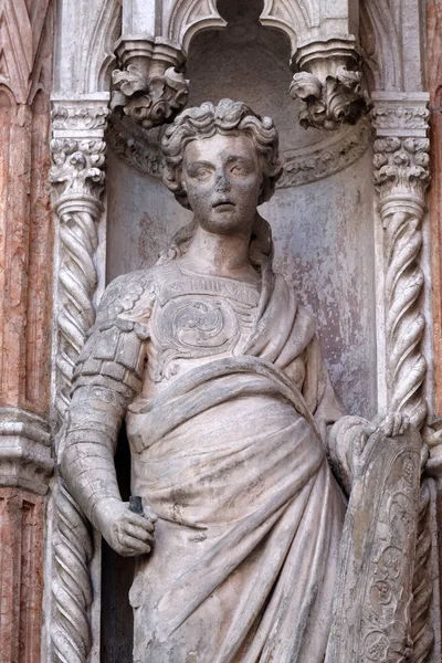 Statua Sulla Porta Della Carta Particolare Palazzo Ducale Piazza San — Foto Stock