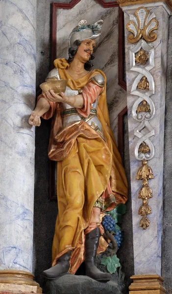 Statue Saint Donat Sur Autel Principal Église Assomption Vierge Marie — Photo