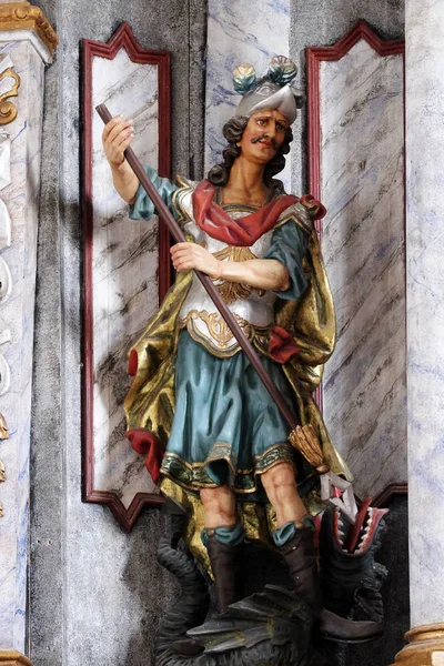 Statue Des Heiligen Georges Auf Dem Hauptaltar Der Kirche Mariä — Stockfoto