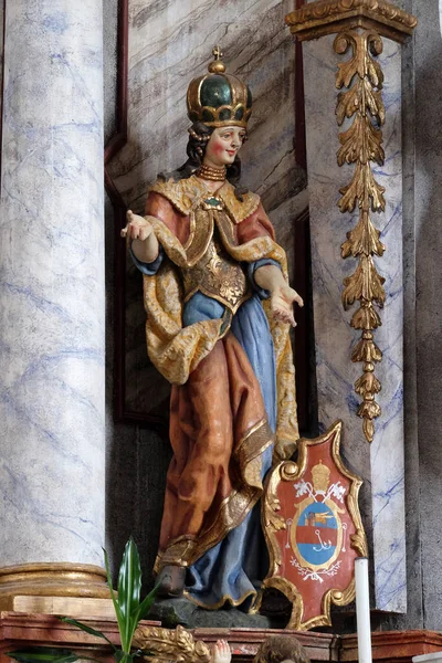 Άγαλμα Της Αγίας Ελένης Στον Κύριο Βωμό Στην Εκκλησία Της — Φωτογραφία Αρχείου