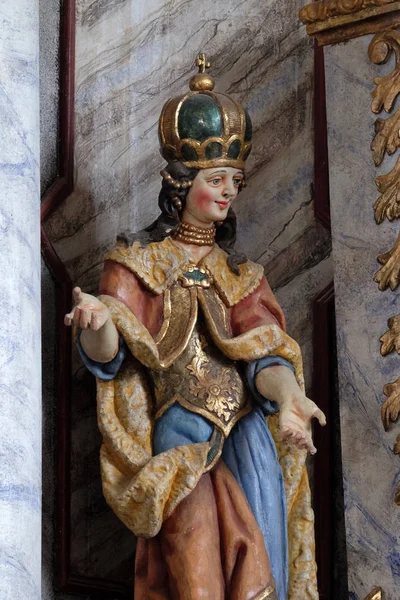 Estátua Santa Helena Altar Mor Igreja Assunção Virgem Maria Pokupsko — Fotografia de Stock