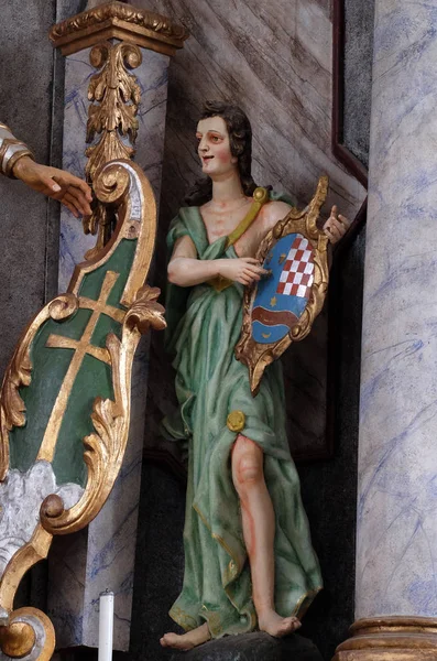 Estatua Ángel Sobre Altar Mayor Iglesia Asunción Virgen María Pokupsko —  Fotos de Stock