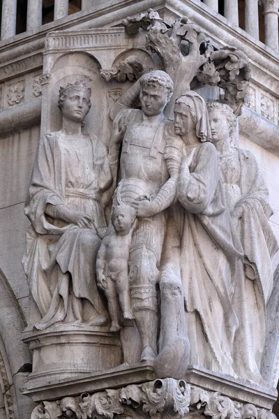 Solomon Urteil Detail Des Dogenpalastes Markusplatz Venedig Italien Unesco Weltkulturerbe — Stockfoto