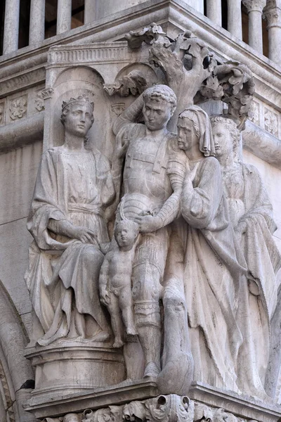 Solomon Urteil Detail Des Dogenpalastes Markusplatz Venedig Italien Unesco Weltkulturerbe — Stockfoto