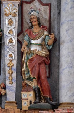 Saint Florian varsayım kilise Meryem Ana Pokupsko, Hırvatistan'ın ana sunak üzerinde heykeli