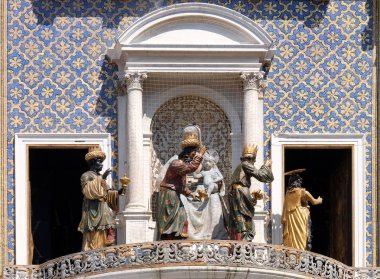 Üç Magi ve Angel alay St Mark'ın saat kulesi Torre dell'Orologio Piazza San Marco, Venedik, İtalya, Unesco Dünya Mirası üzerinde üzerinde