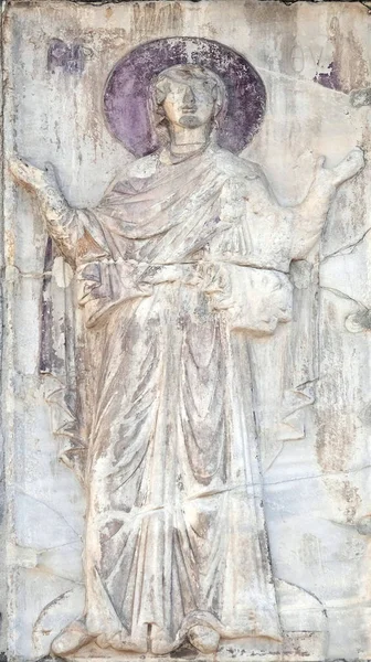 Relief Der Jungfrau Maria Fassadendetail Der Basilika Des Marko Markusplatz — Stockfoto