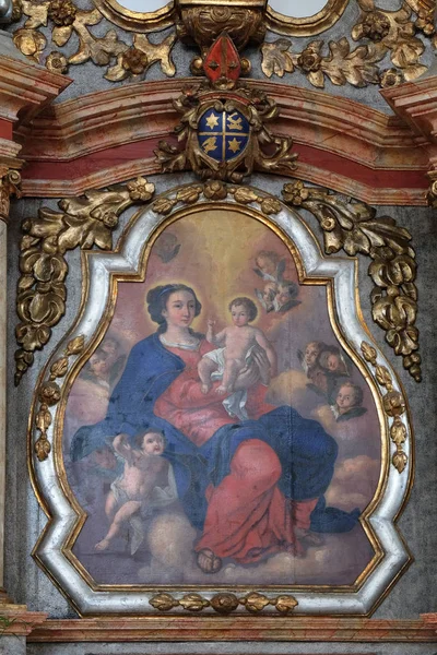 Vierge Marie Avec Enfant Jésus Retable Dans Église Assomption Vierge — Photo