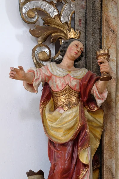 Estátua Santa Bárbara Sobre Altar Nossa Senhora Igreja Assunção Virgem — Fotografia de Stock