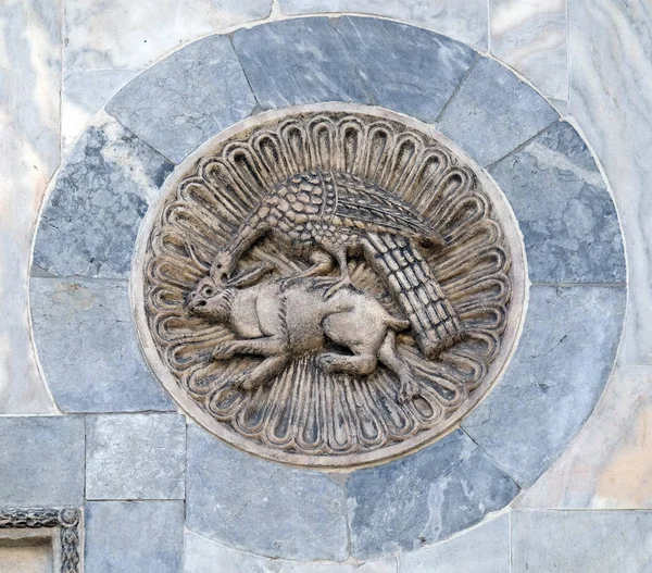 Zwycięstwo Nieśmiertelności Paw Nad Pożądania Rozwiązłości Zając Symboli Przedstawionych Bizancjum — Zdjęcie stockowe