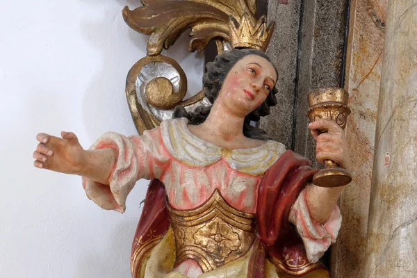 Estátua Santa Bárbara Sobre Altar Nossa Senhora Igreja Assunção Virgem — Fotografia de Stock