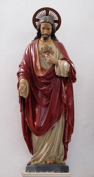 Heliga Hjärtat Jesus Staty Kyrkan Antagandet Jungfru Maria Pokupsko Kroatien — Stockfoto