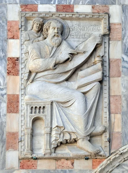 Johannes Der Evangelist Fassadendetail Der Basilika Des Markusplatzes Venedig Italien — Stockfoto