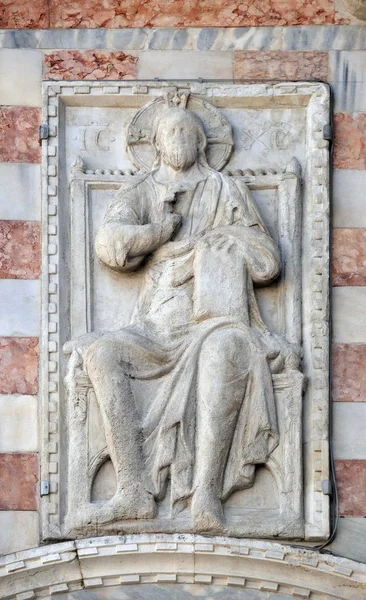 Ježíši Kriste Reliéf Detail Baziliky Rialto Benátky Itálie Světového Dědictví — Stock fotografie