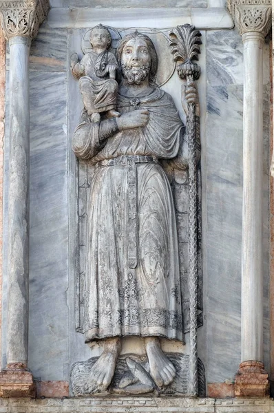 聖クリストファーは マルコ寺院 マルコ広場ヴェネツィア イタリア ユネスコ世界遺産のファサード詳細 — ストック写真