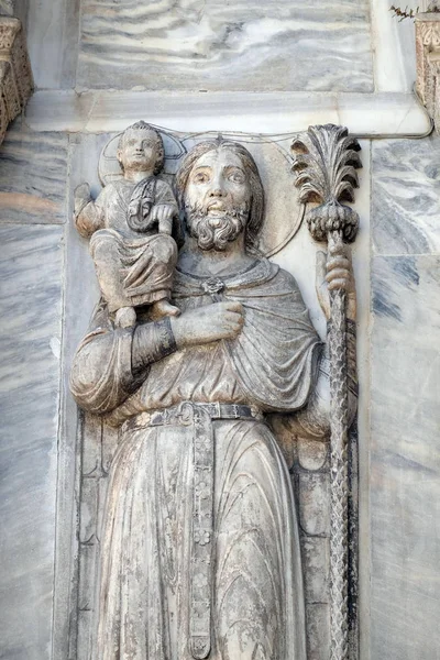 Saint Christopher Detail Van Gevel Van San Marco Basiliek Piazza — Stockfoto