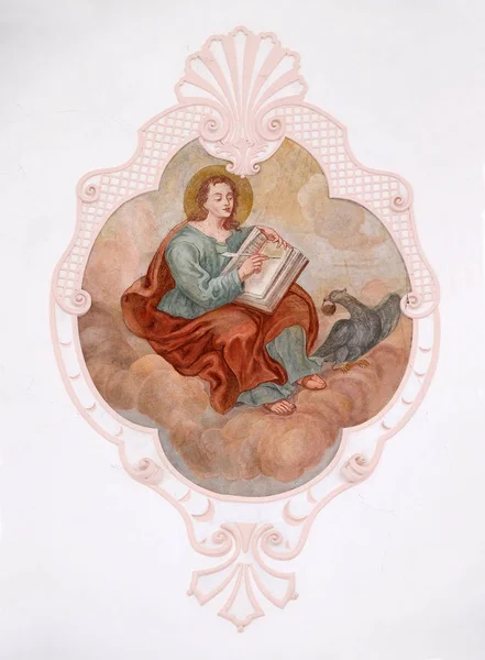 Saint Jean Evangéliste Fresque Dans Église Assomption Vierge Marie Pokupsko — Photo