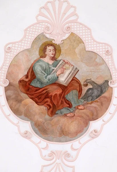 Αγίου Ιωάννη Του Ευαγγελιστή Τοιχογραφία Στην Εκκλησία Της Κοίμησης Της — Φωτογραφία Αρχείου